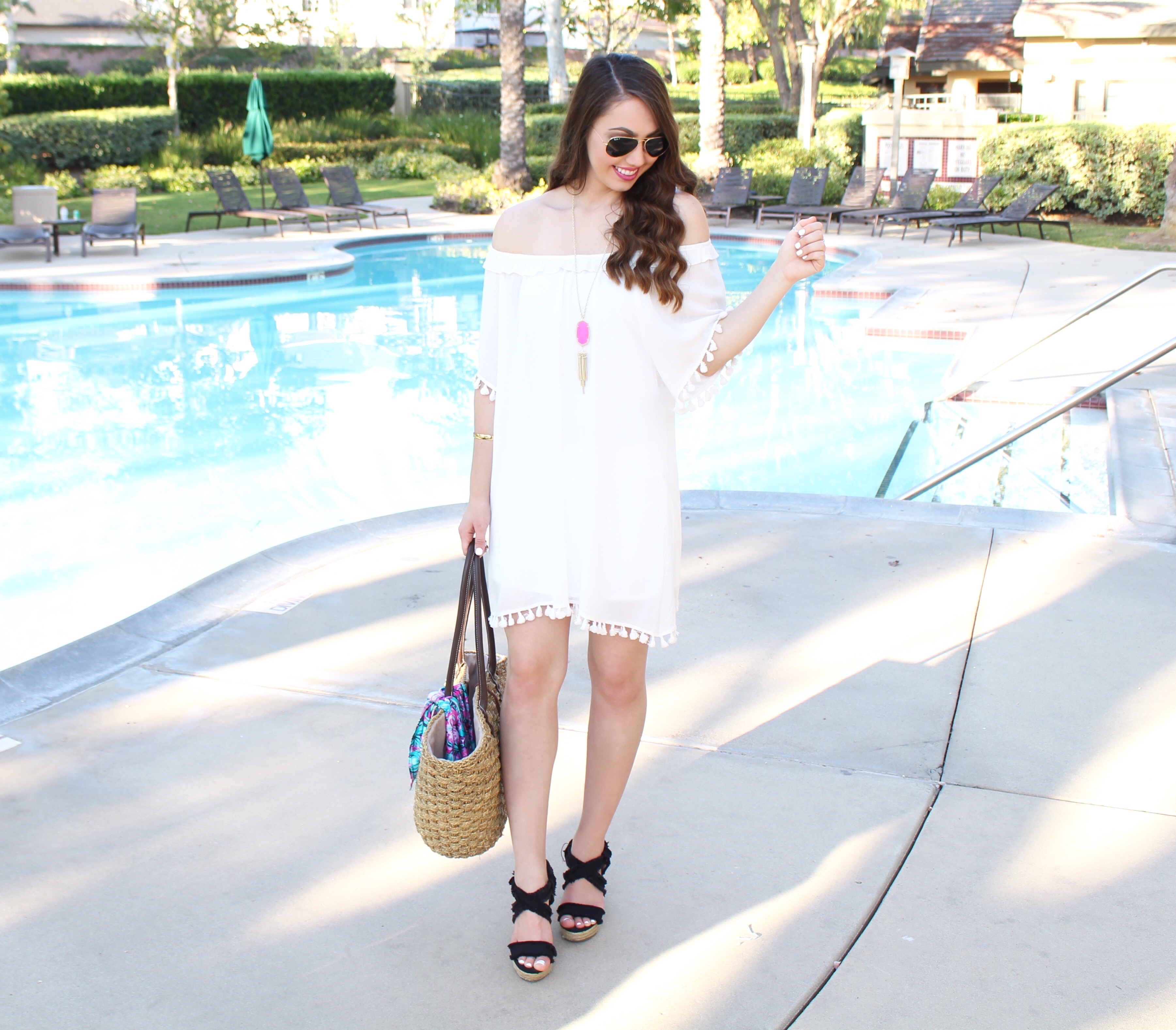 white fringe dress