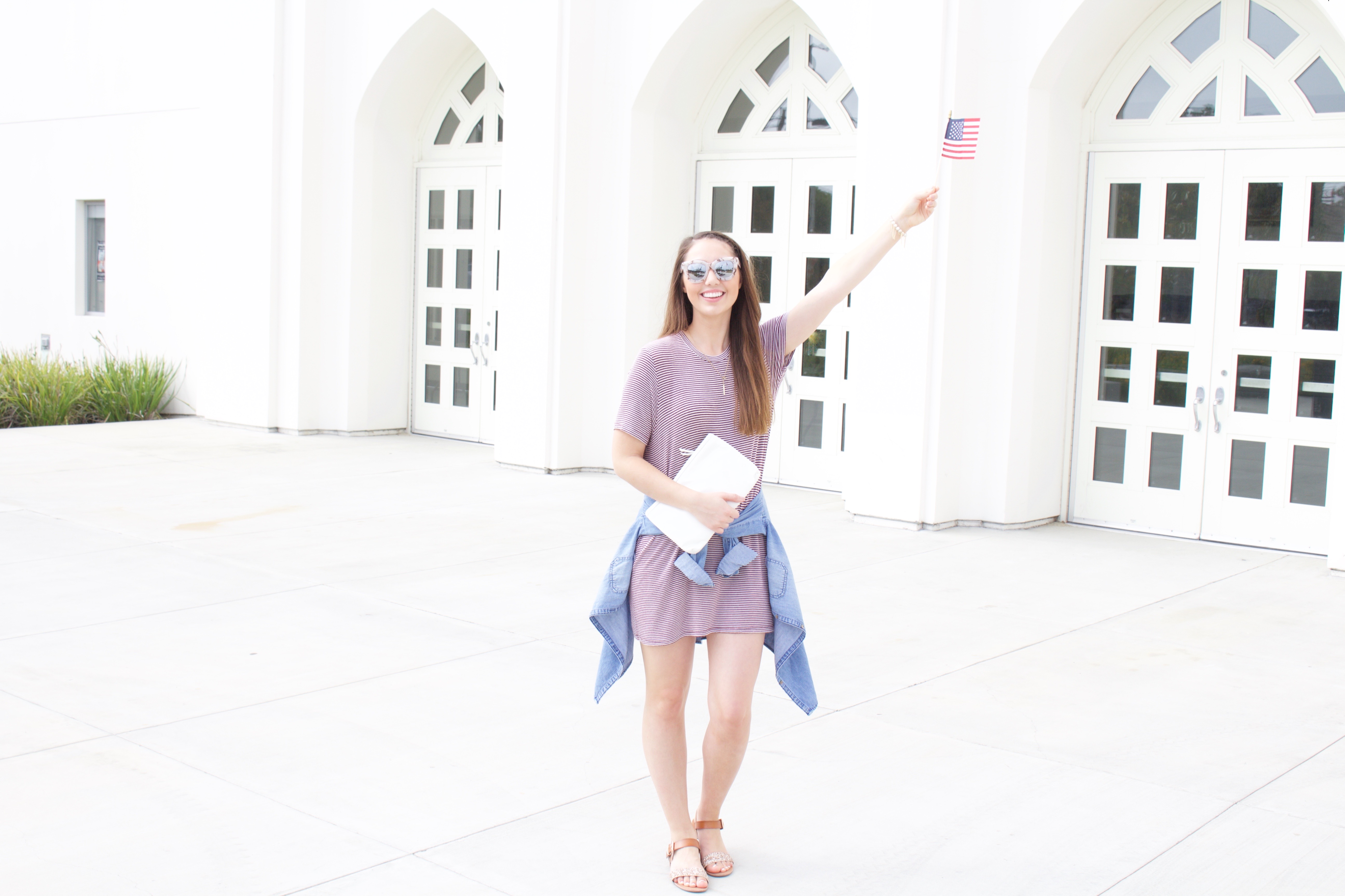 4th of July Outfit - t-shirt dress + chambray