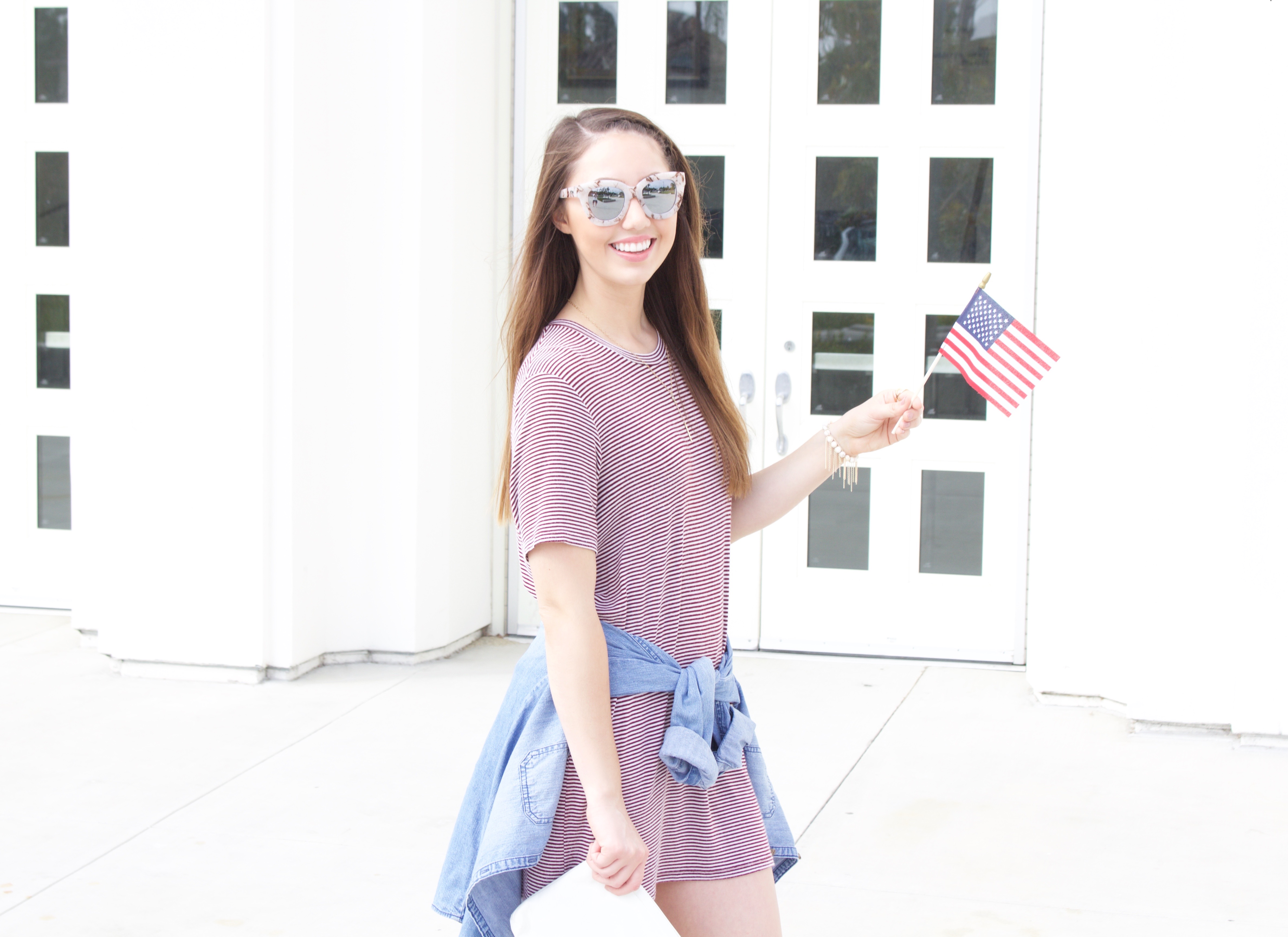 4th of July Outfit - t-shirt dress + chambray