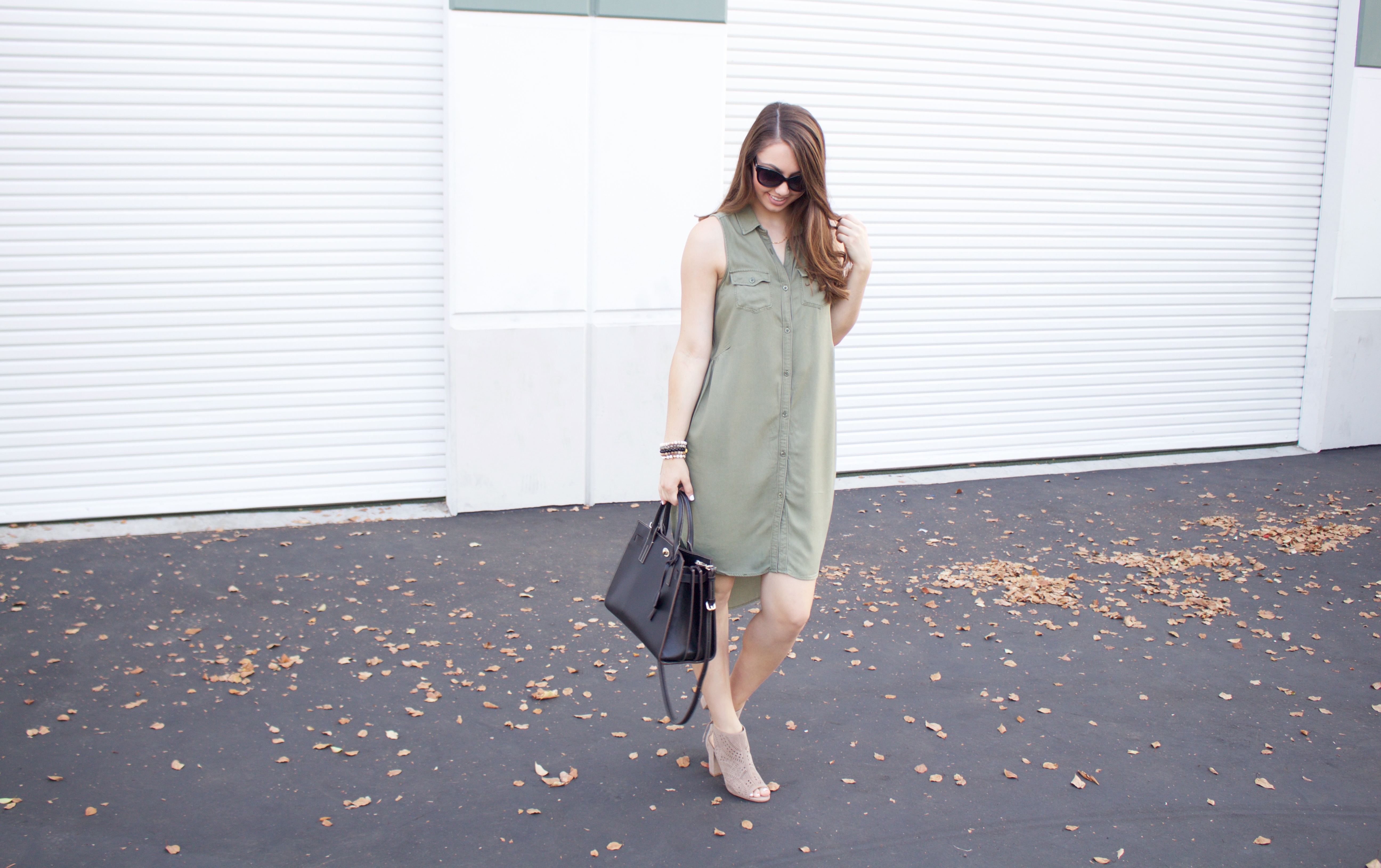 sleeveless olive green dress - my styled life