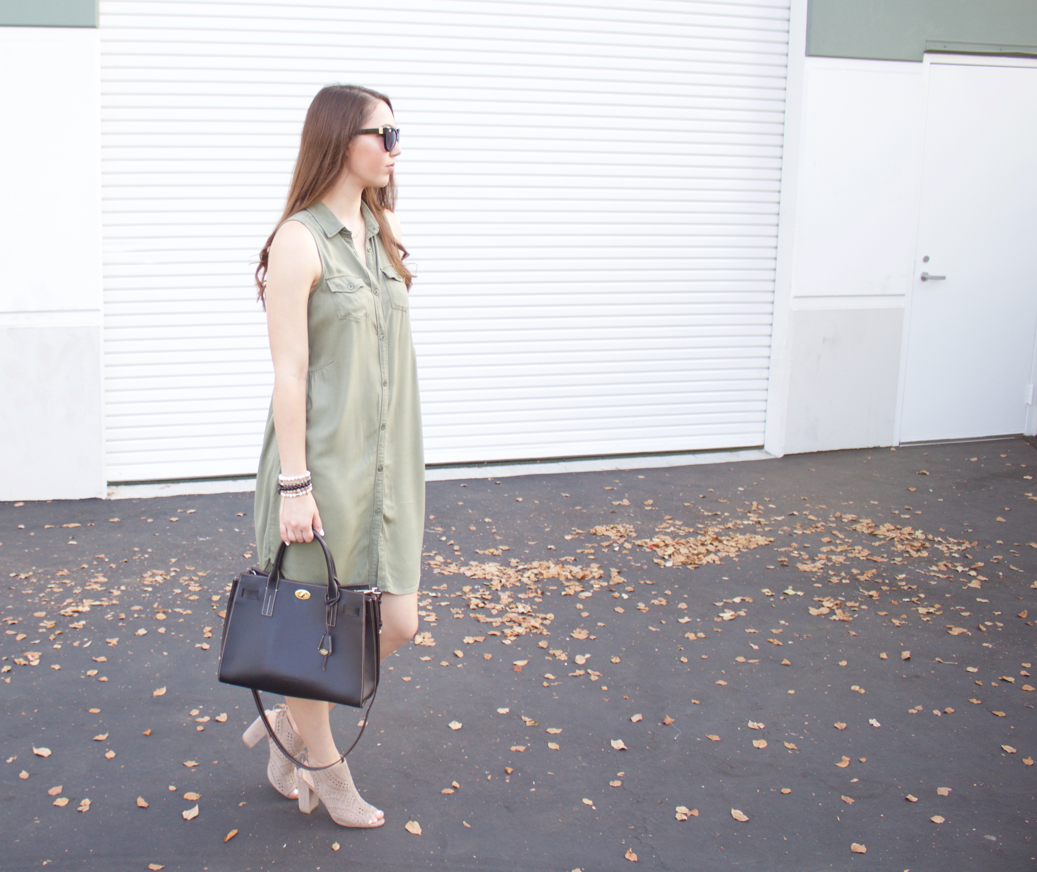 sleeveless olive green dress - my styled life