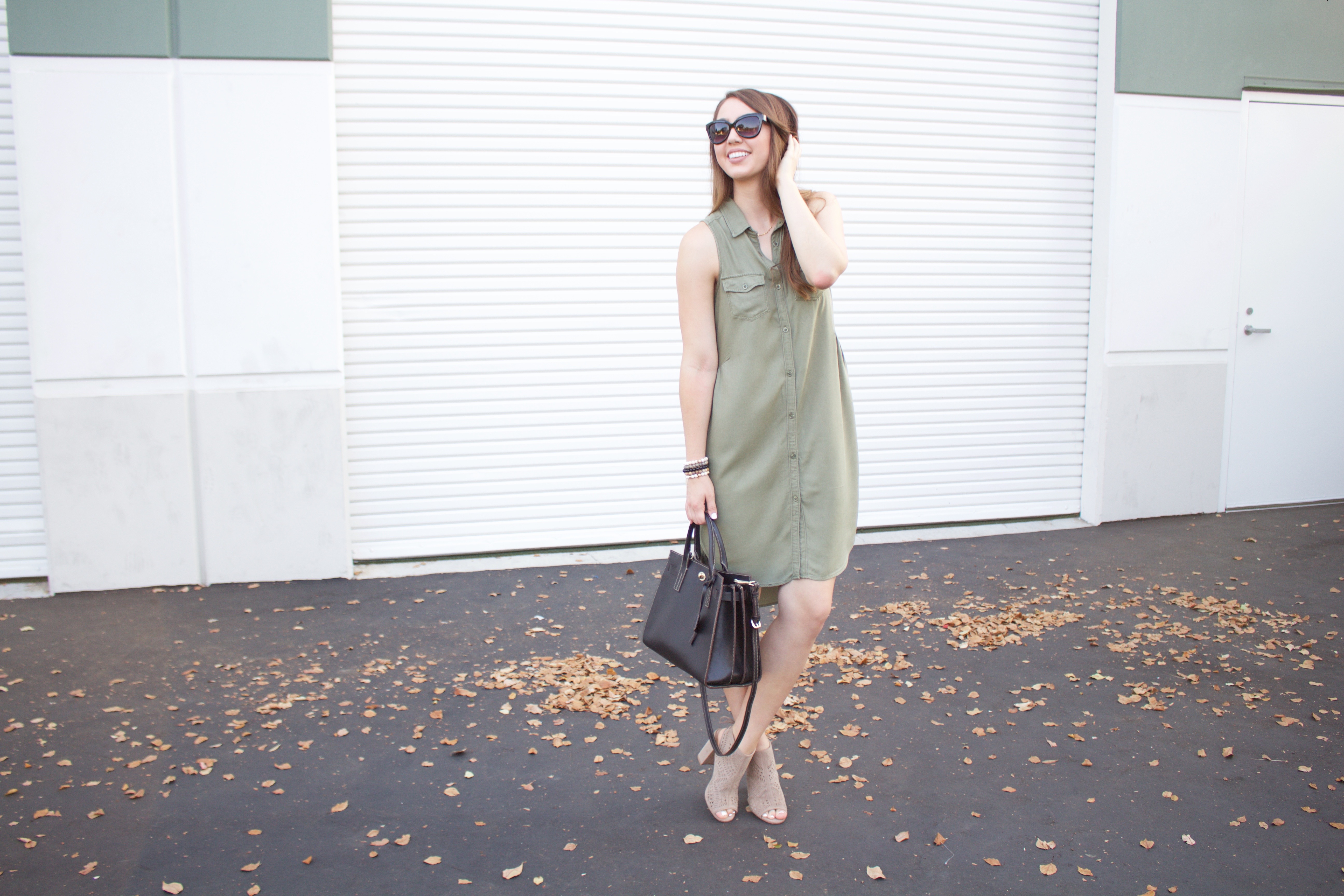 sleeveless olive green dress - my styled life