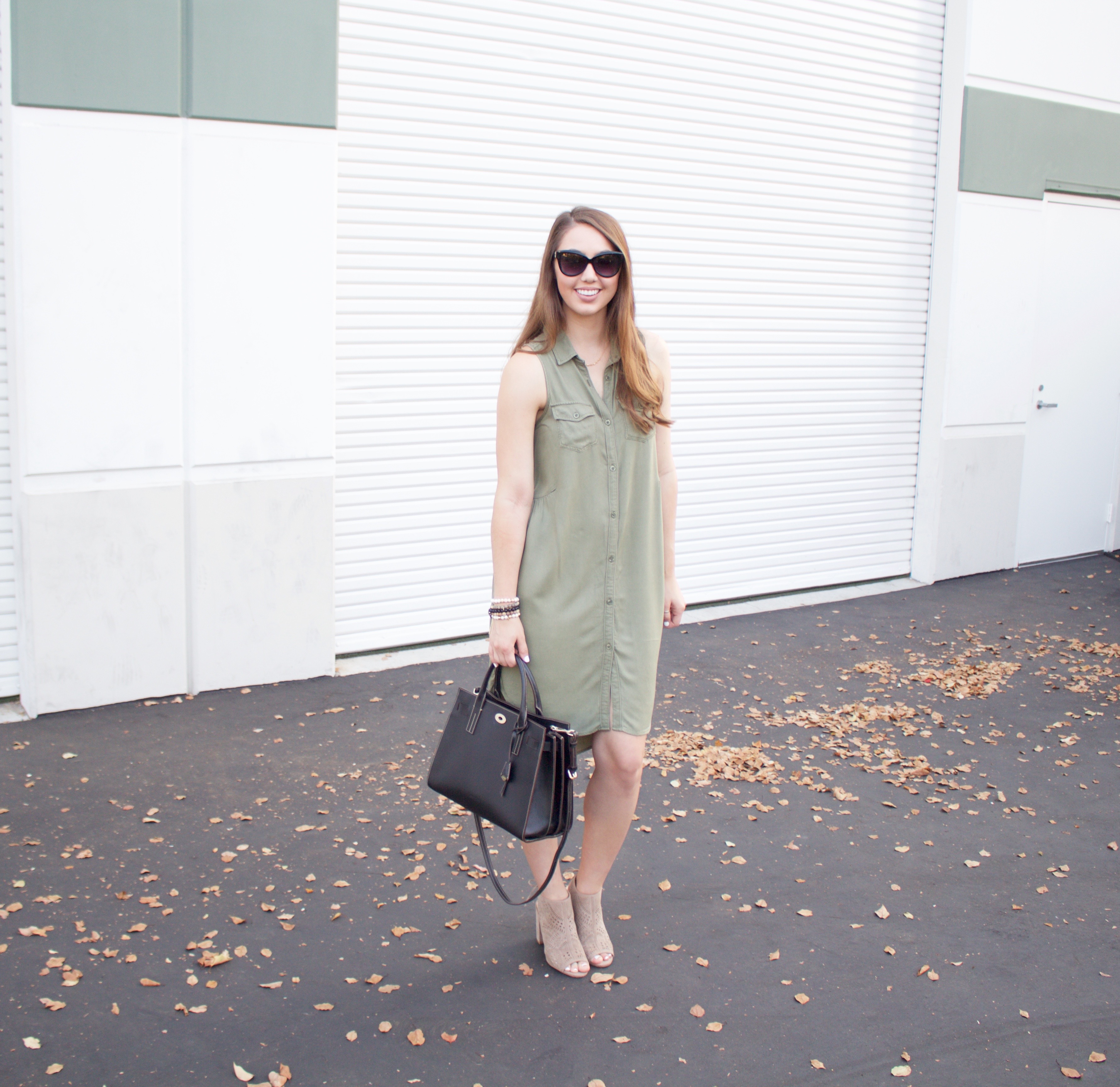 sleeveless olive green dress - my styled life