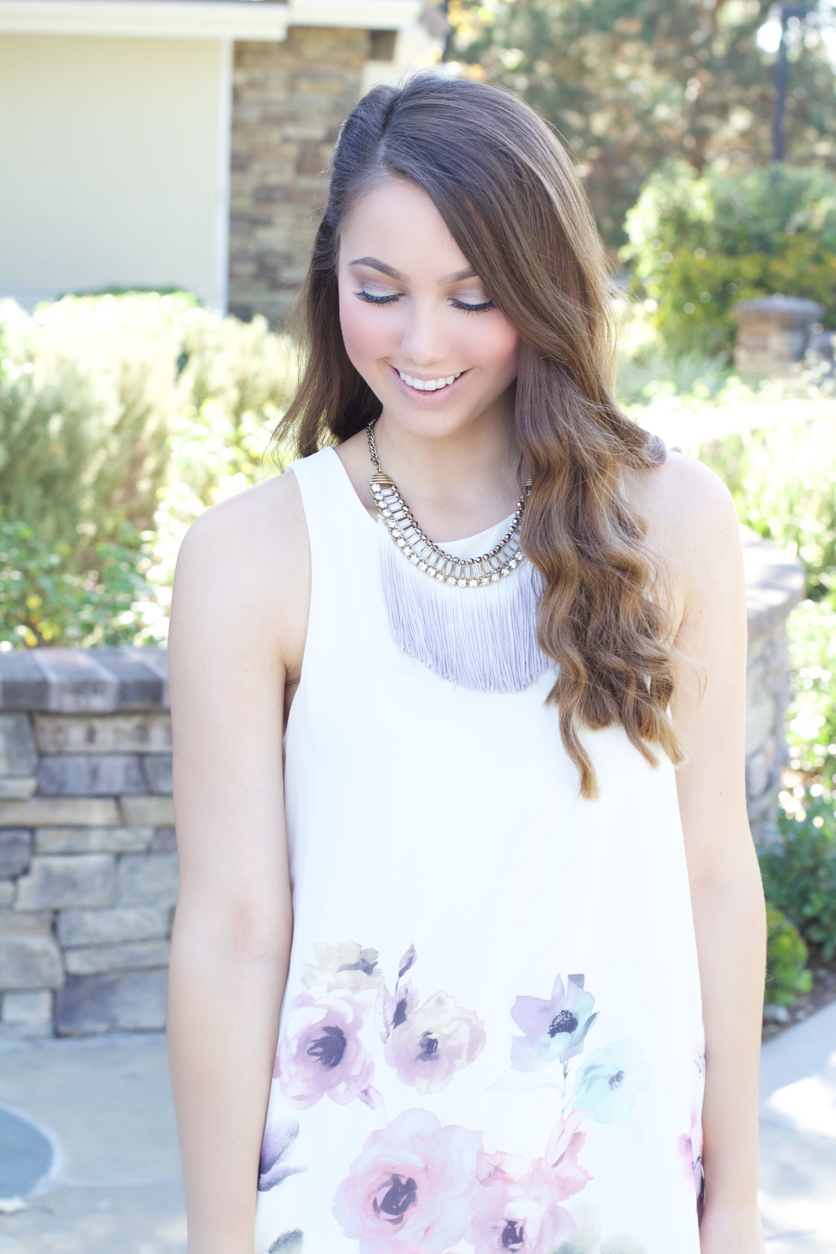 ivory floral watercolor dress - My Styled Life