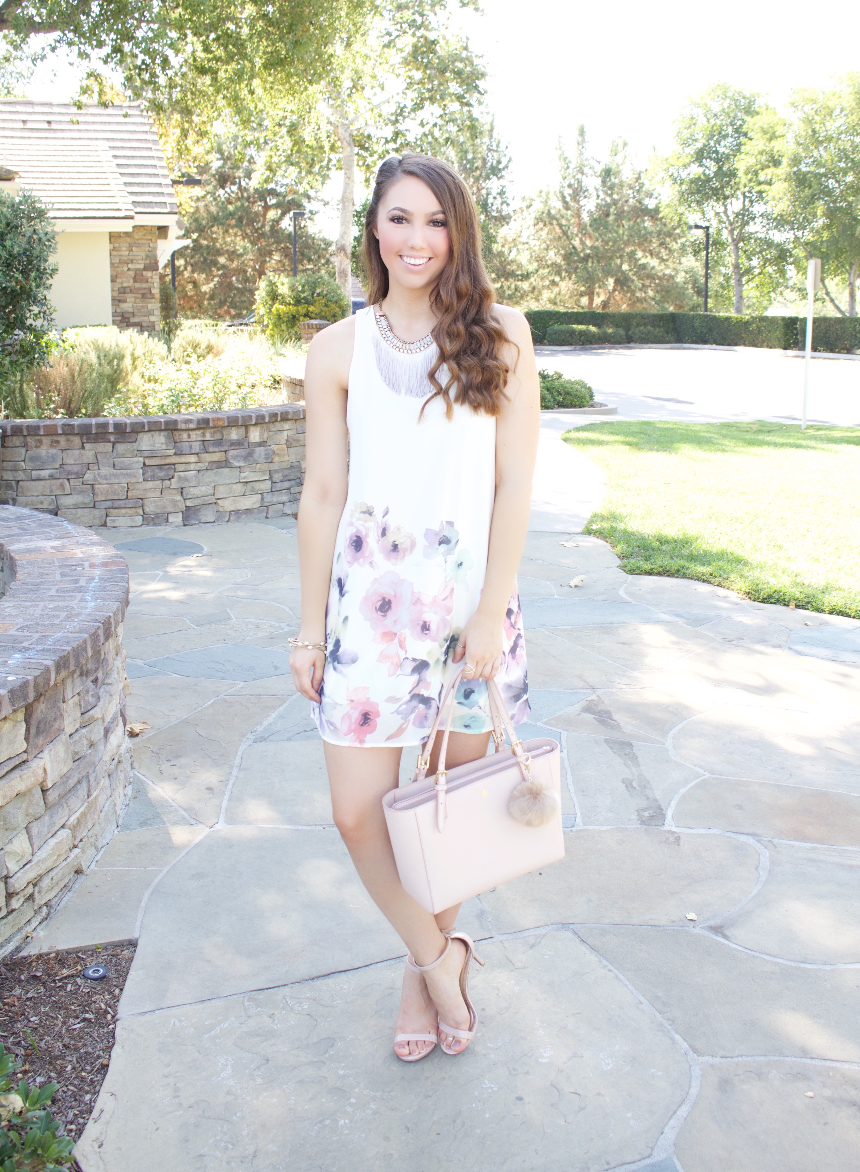 ivory floral watercolor dress - My Styled Life