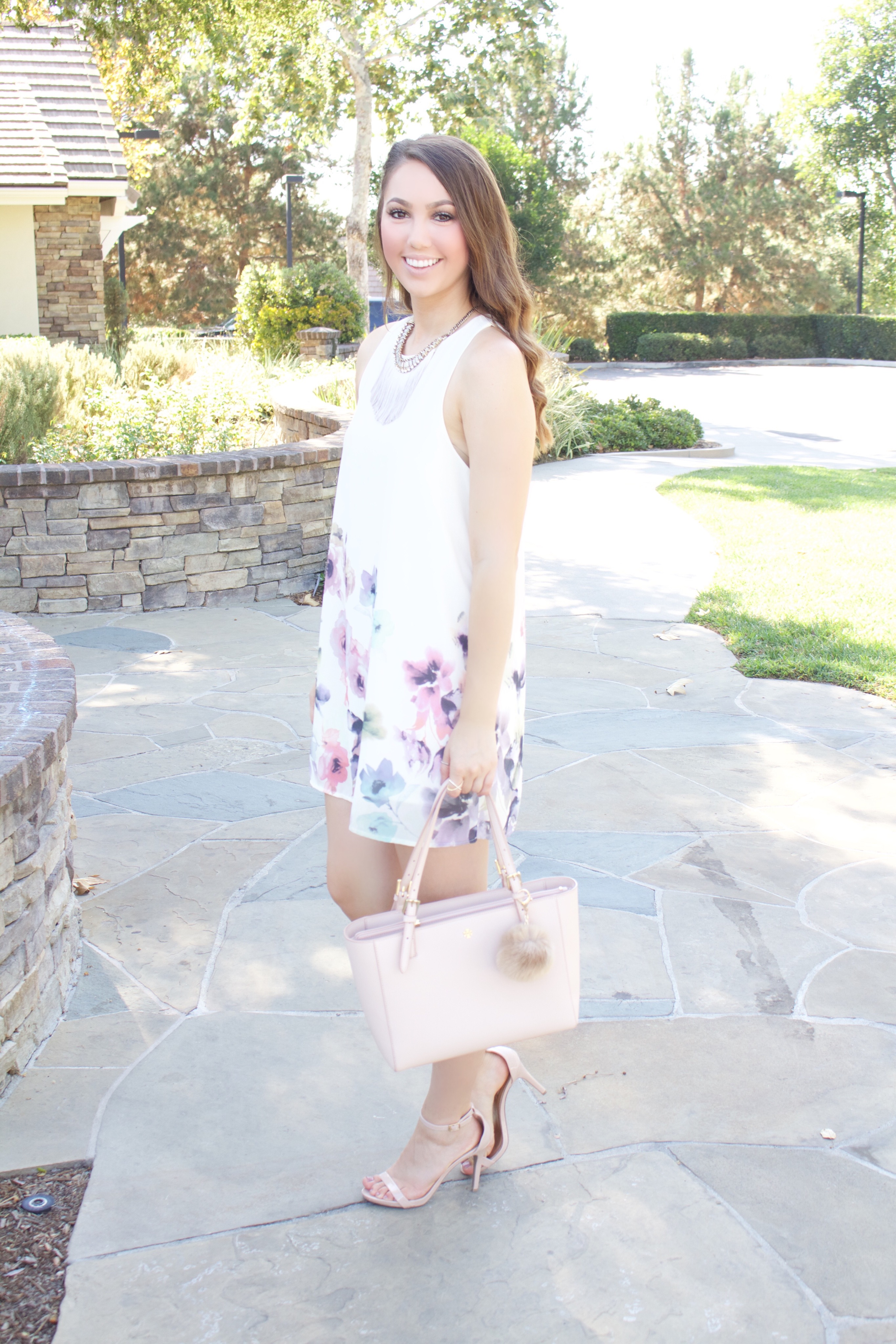 ivory floral watercolor dress - My Styled Life