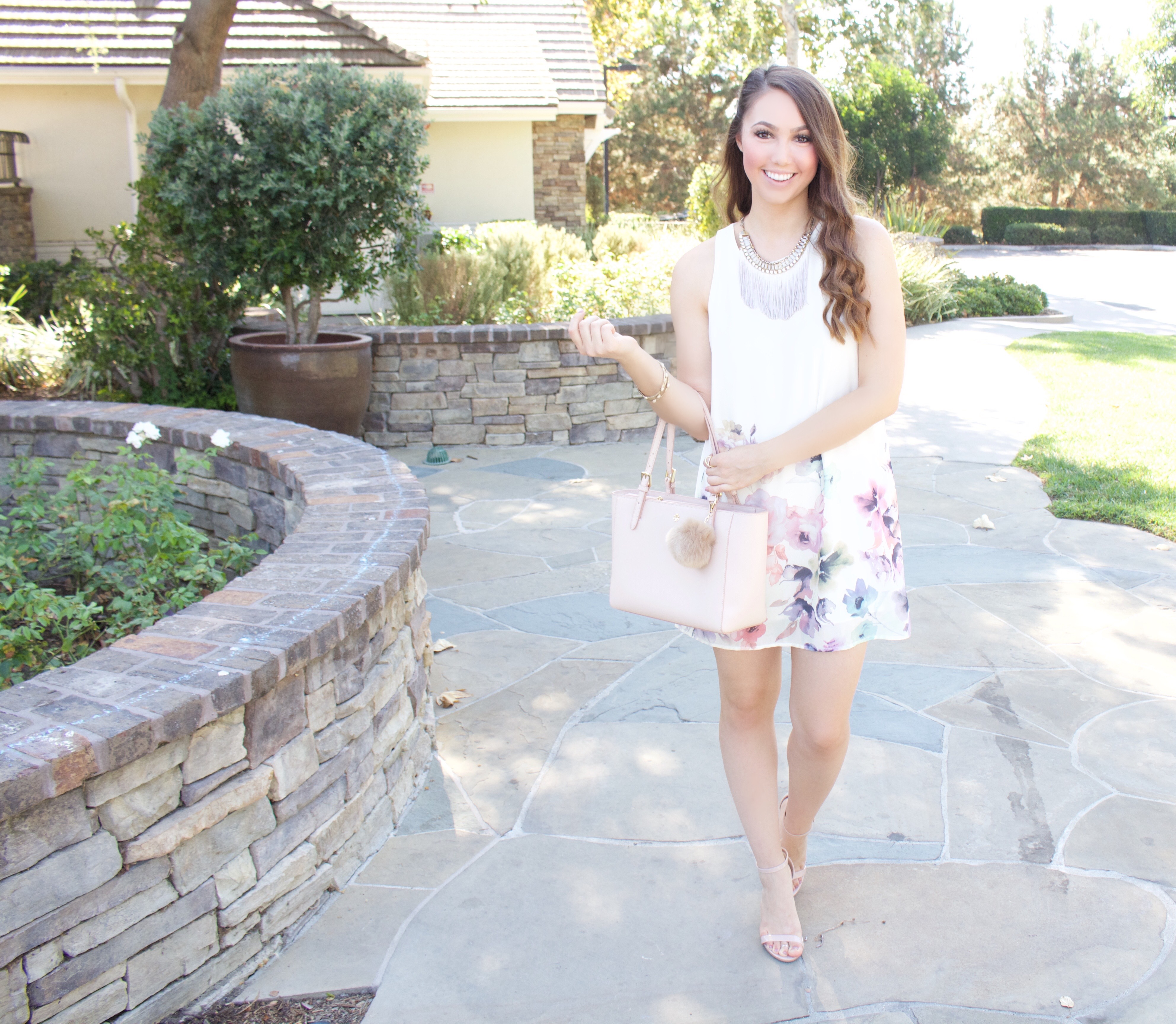 ivory floral watercolor dress - My Styled Life