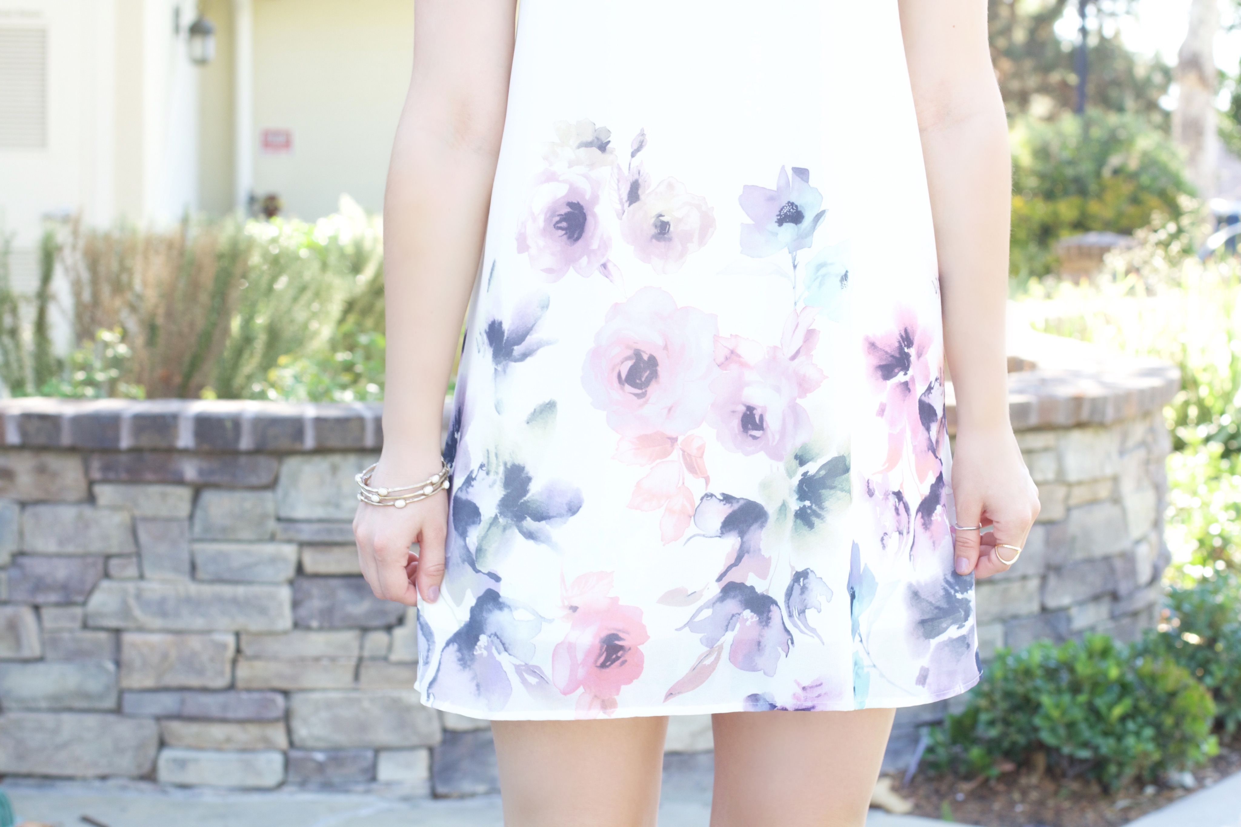 ivory floral watercolor dress - My Styled Life