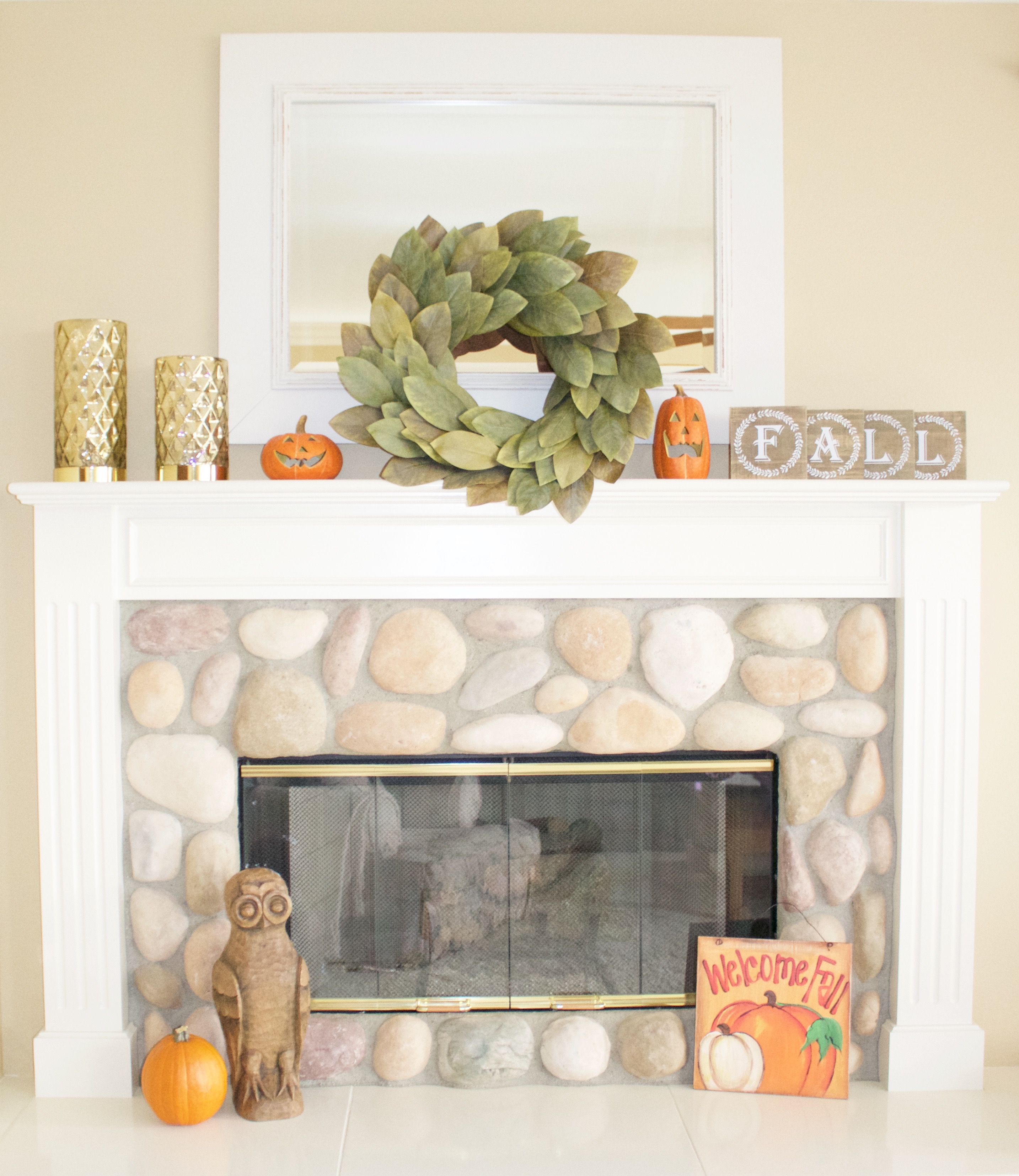 signature magnolia wreath - Magnolia Market - Fall Mantle Decor