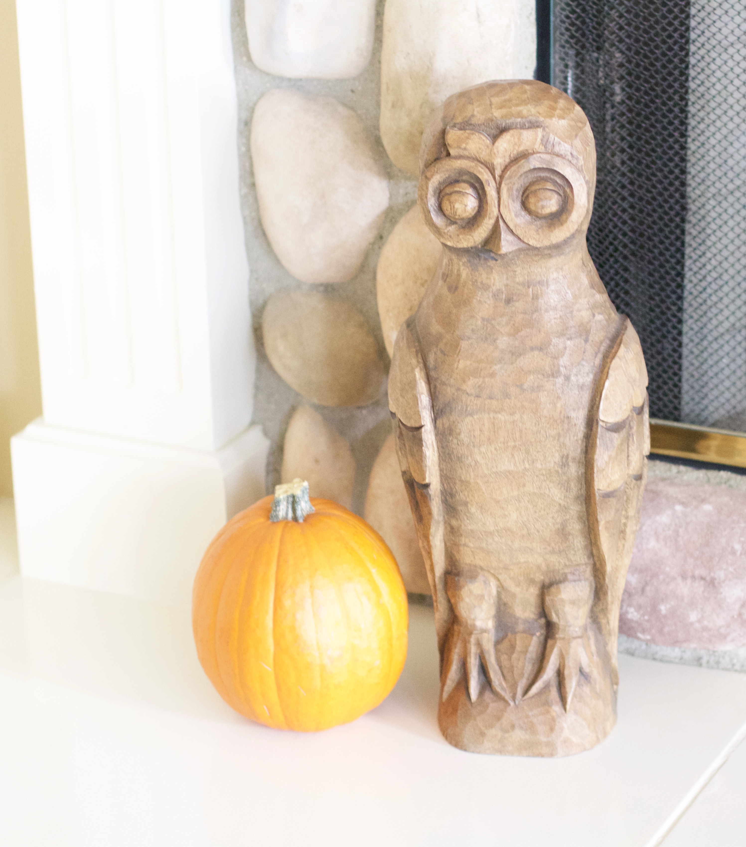 Pottery Barn carved wood owl 