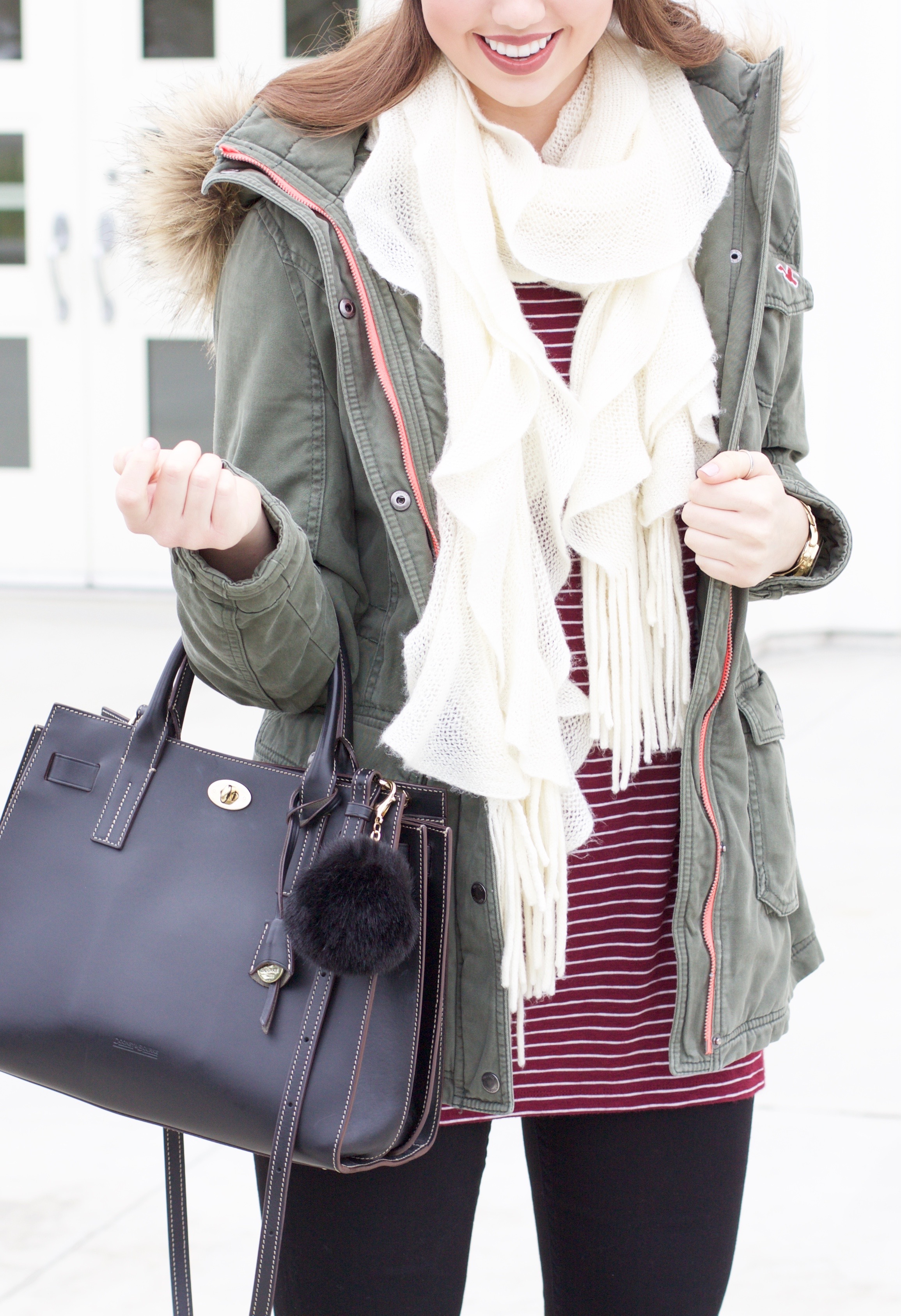 cream fringe scarf