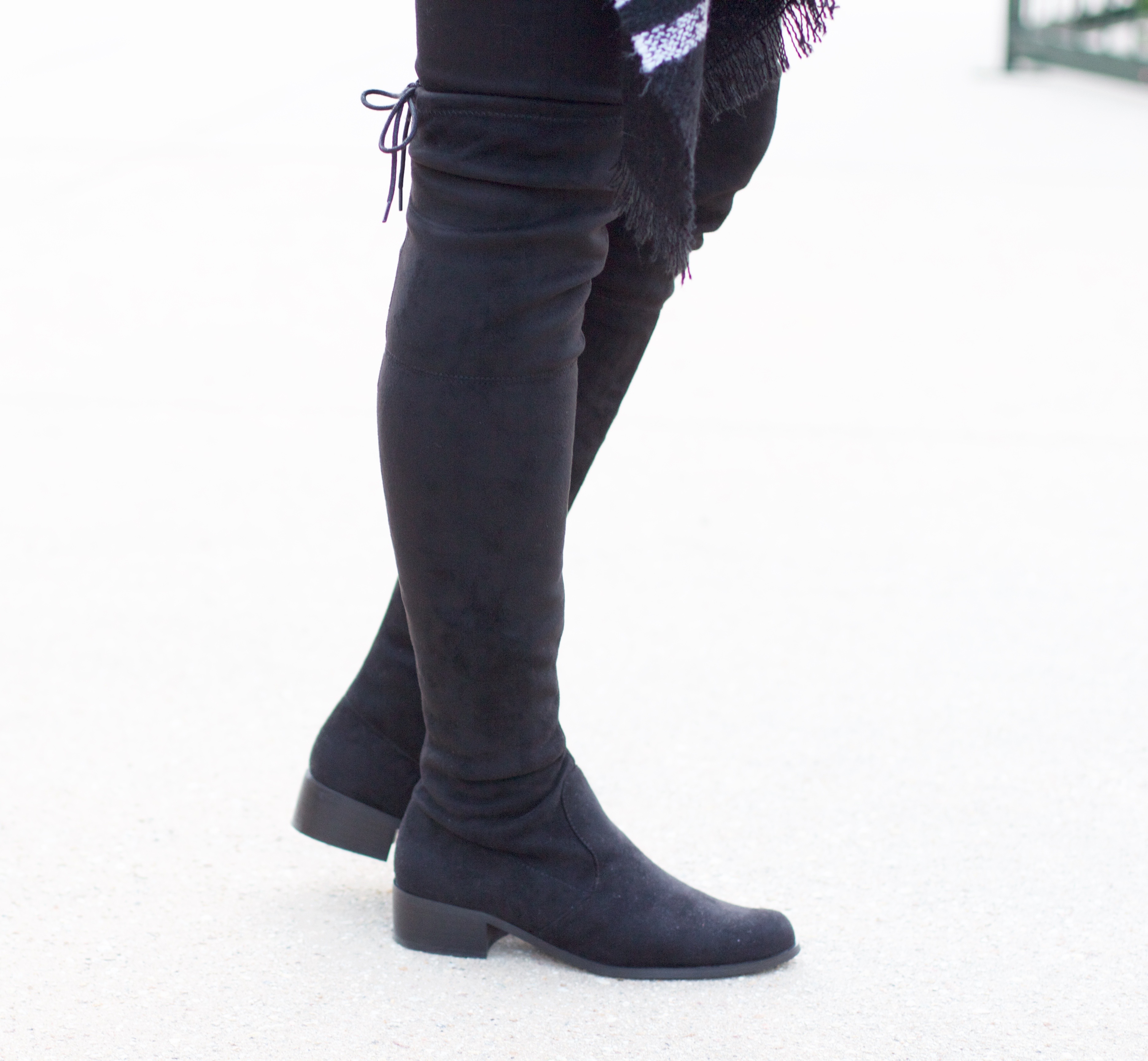 affordable black suede over the knee boots