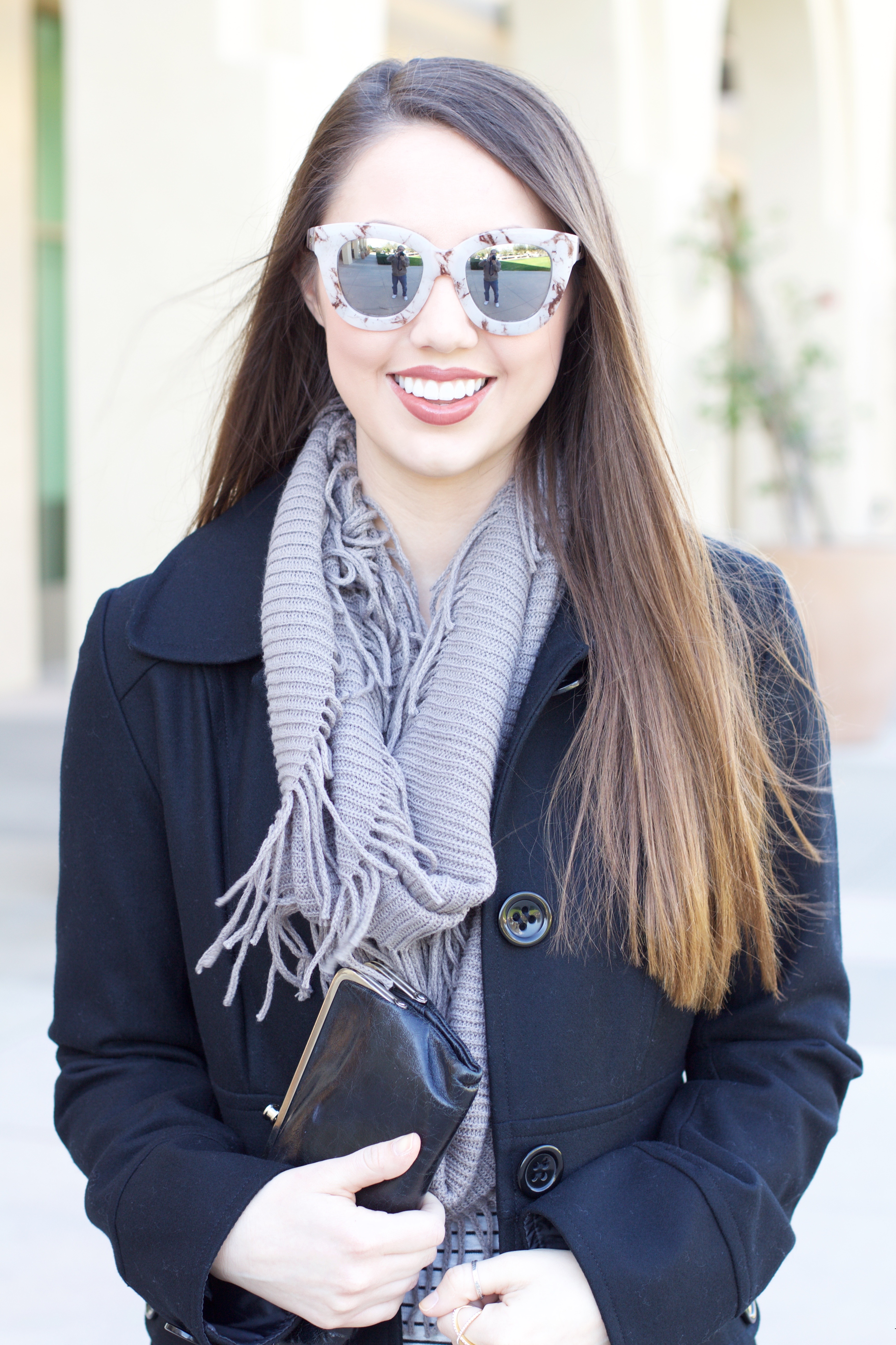 gray fringe scarf