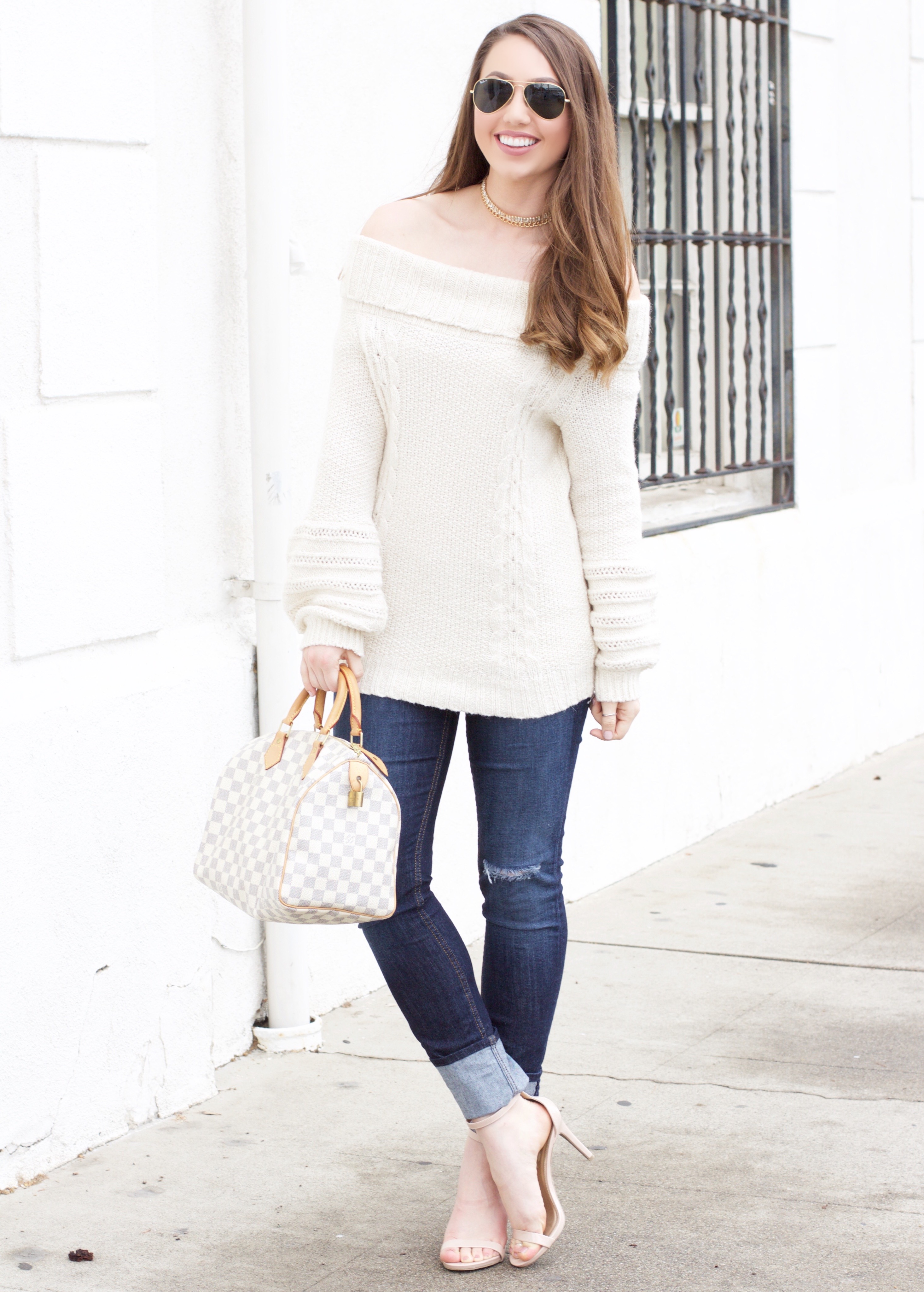 off the shoulder sweater outfit 2017