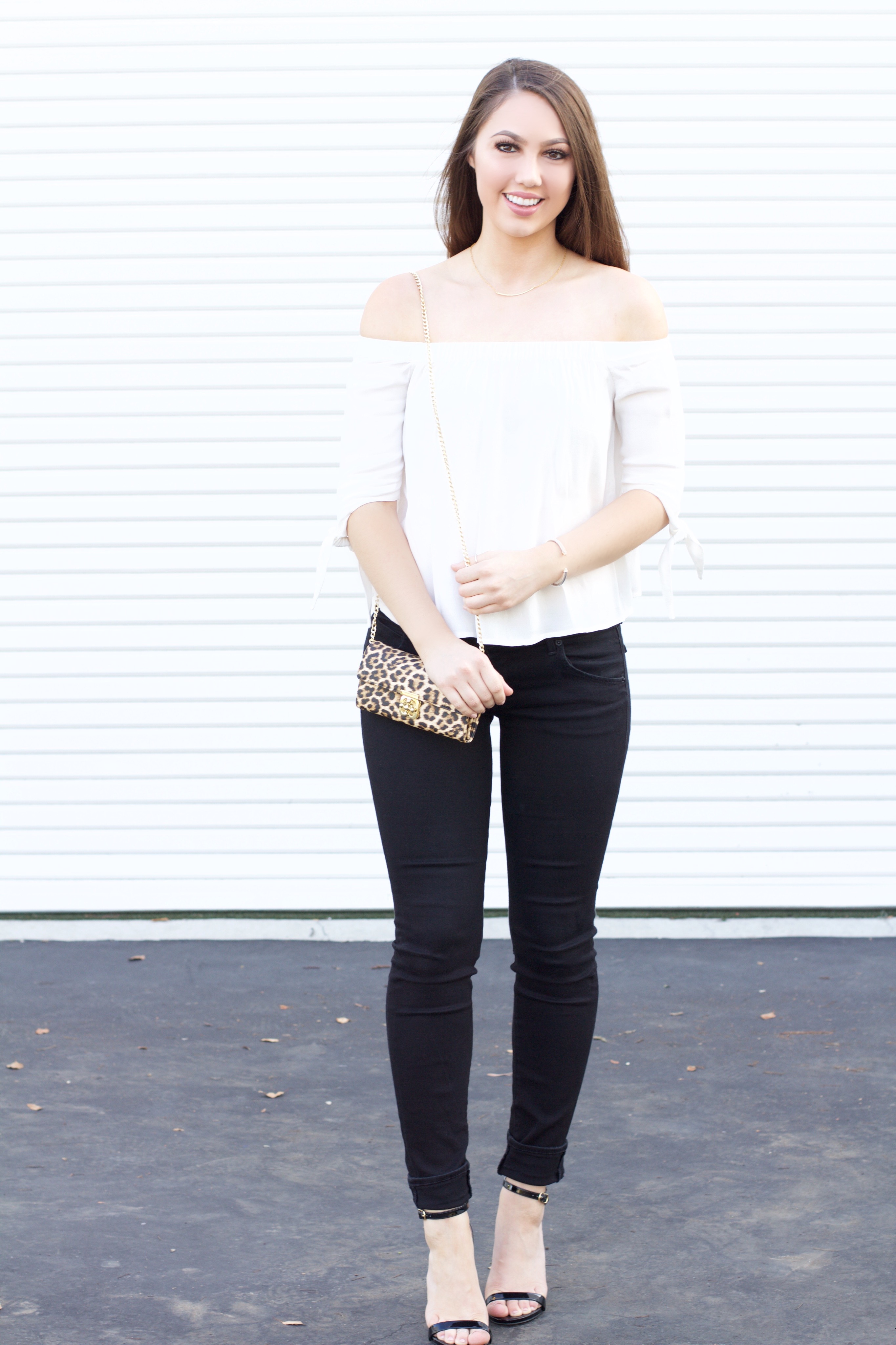 white off-the-shoulder top