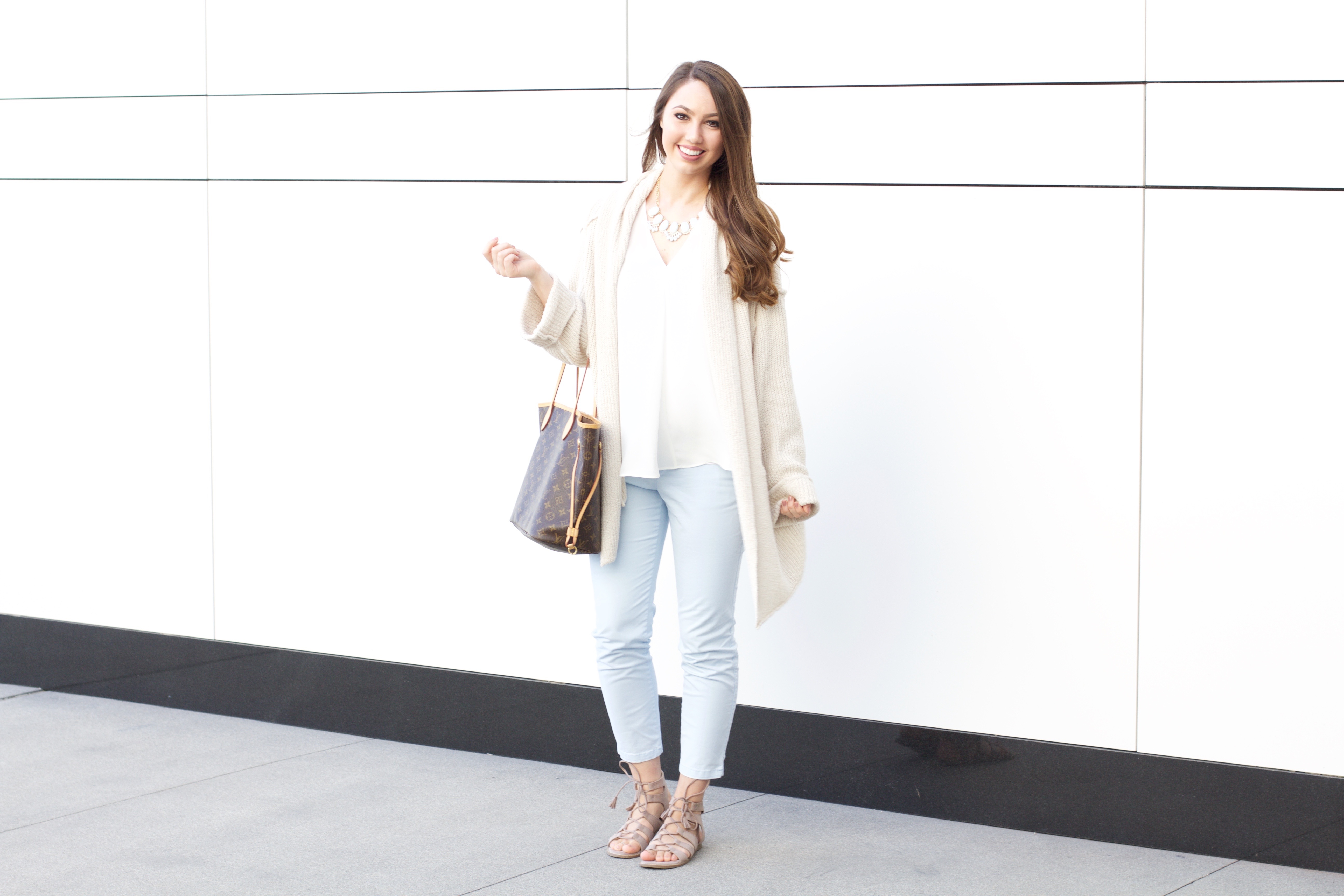 oversized beige cardigan