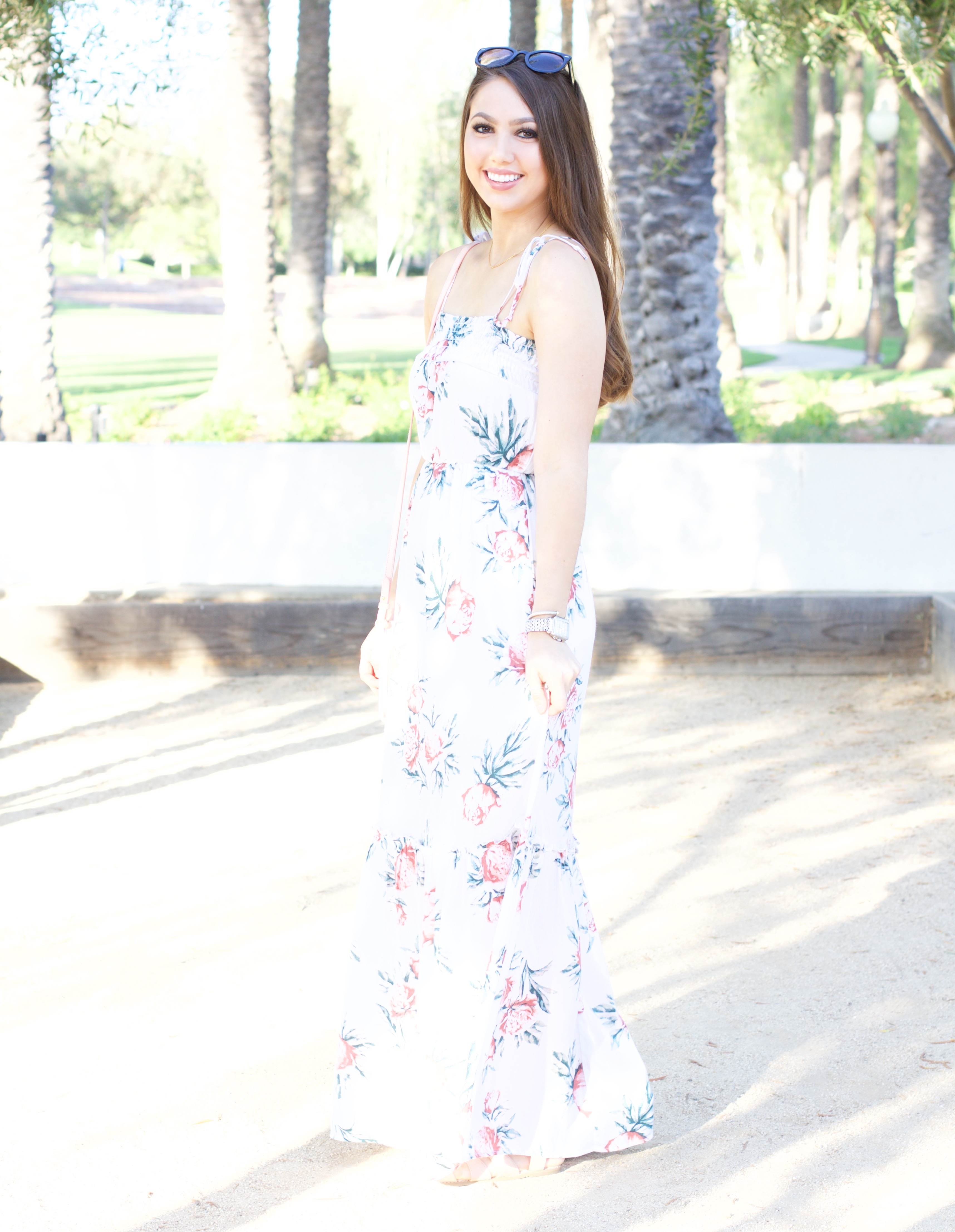 peony print maxi dress