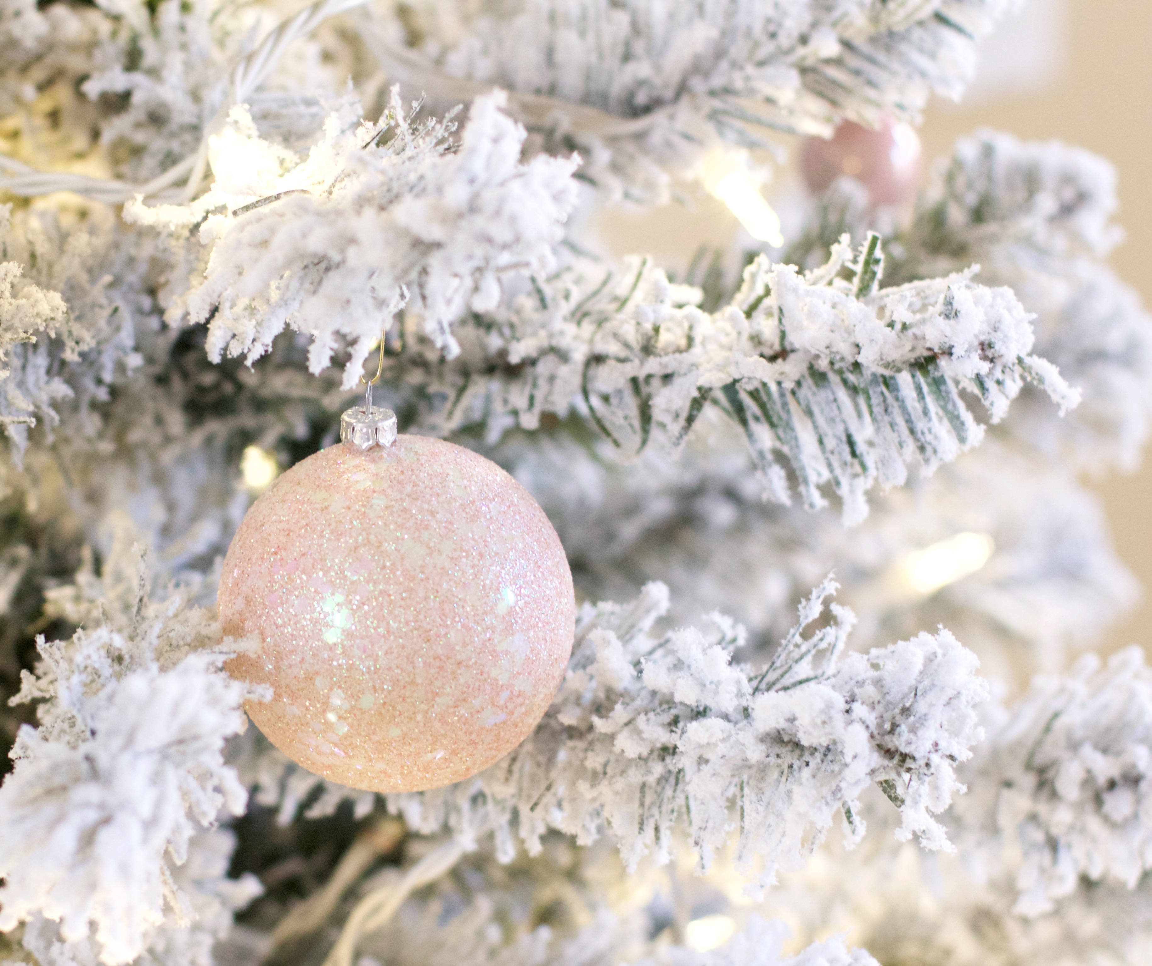 Flocked Christmas Tree + Decorations under $100