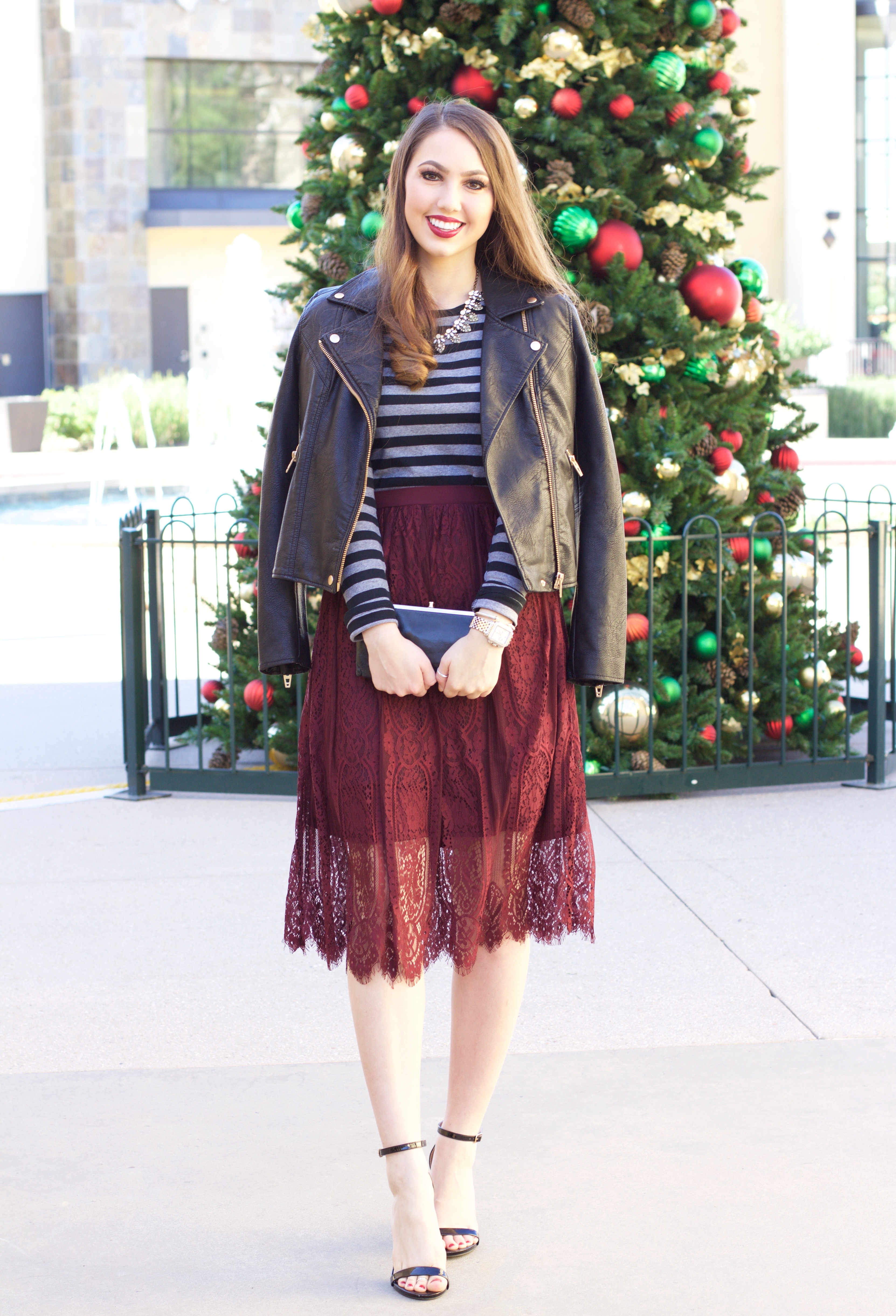 maroon lace midi skirt