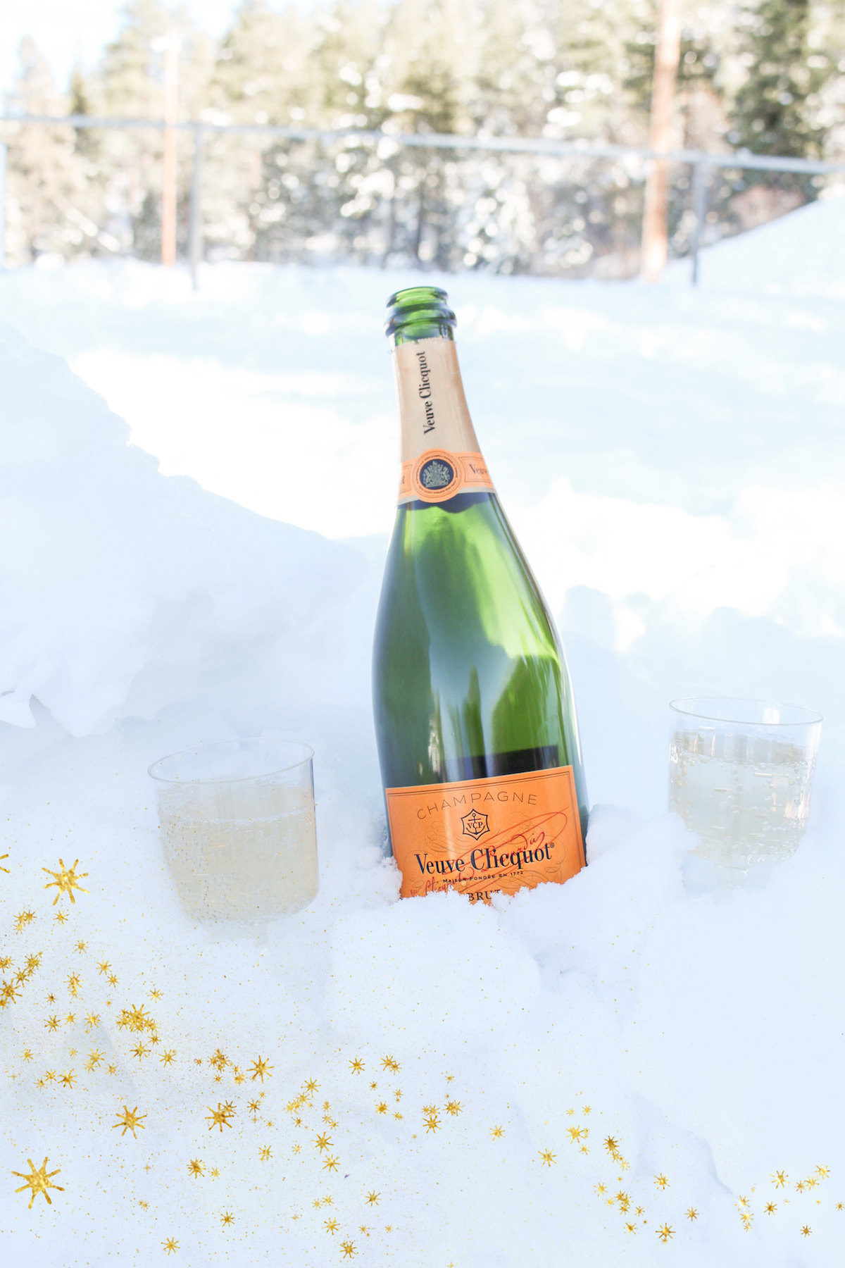 veuve clicquot in the snow