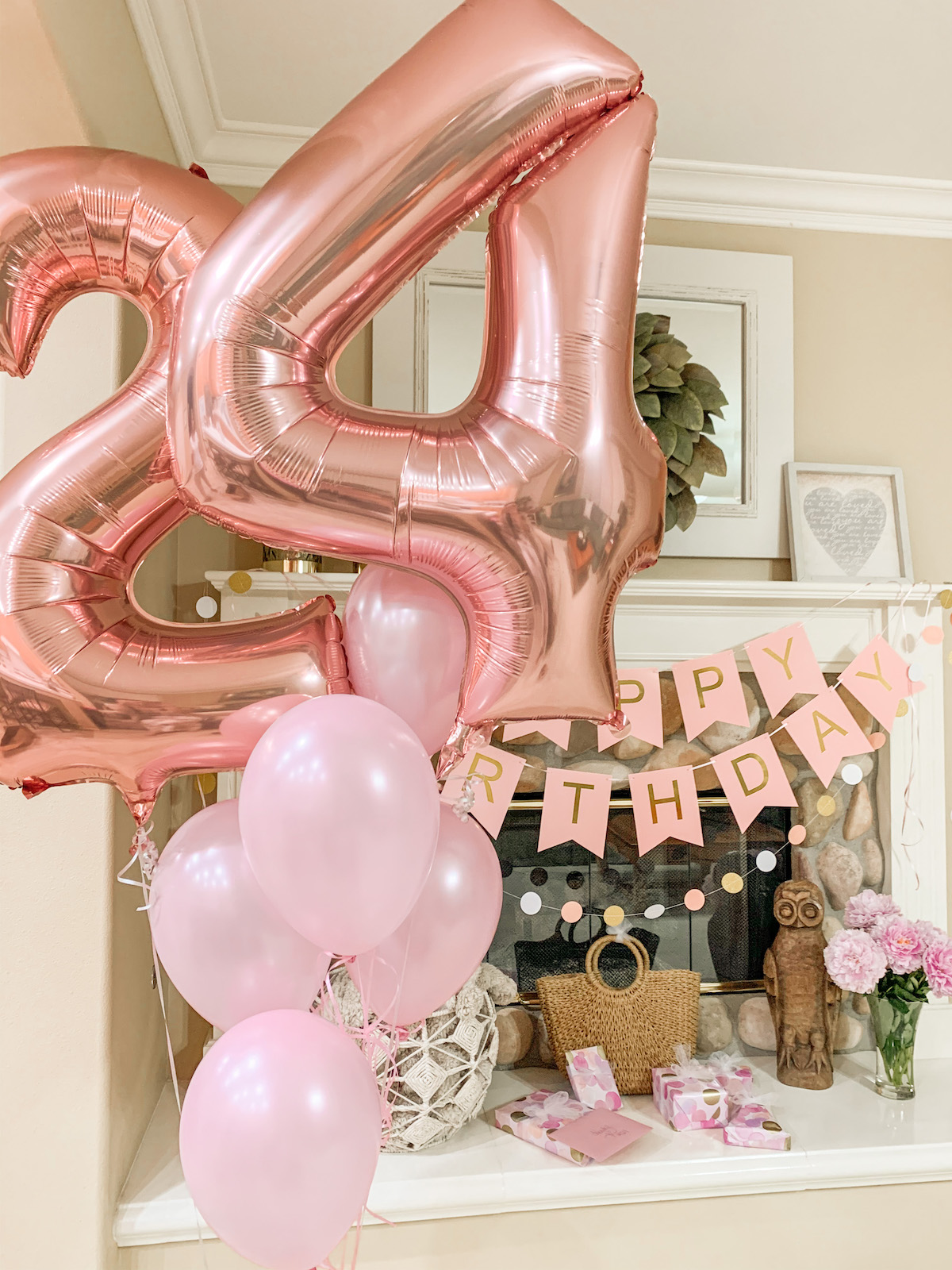 24th Birthday Balloon 24th Birthday Decorations Rose Gold 24