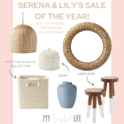Serena & Lily’s Sale of the Year. Images of different items on sale.